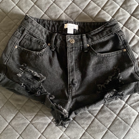 Forever 21 Distressed Dark Denim Cut Shorts - Picture 3 of 3
